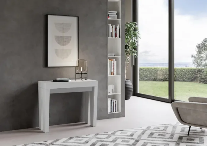 Consolle Allungabile 90-196x42x77 cm in Nobilitato Bianco - immagine 2