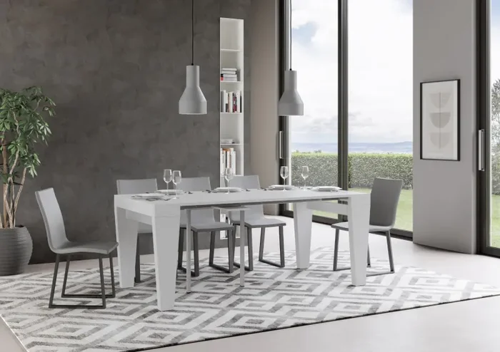 Consolle Allungabile 90-196x42x77 cm in Nobilitato Bianco - immagine 3