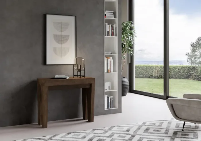 Consolle Allungabile 90-196x42x77 cm in Nobilitato Marrone - immagine 2