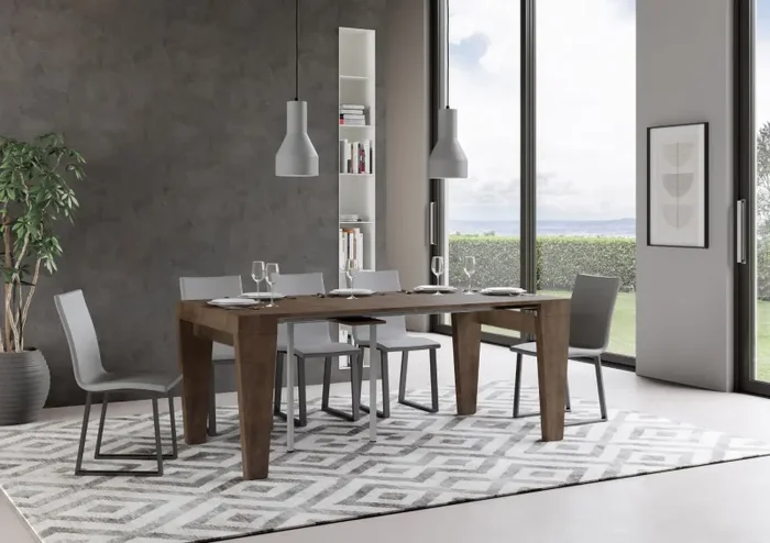 Consolle Allungabile 90-196x42x77 cm in Nobilitato Marrone - immagine 3