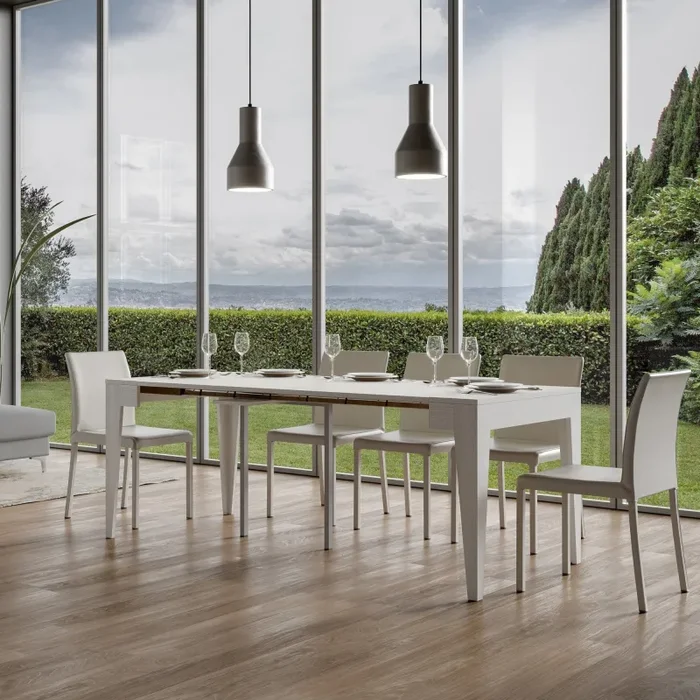 Consolle Allungabile 90-198x42x77 cm in Nobilitato Bianco - immagine 3