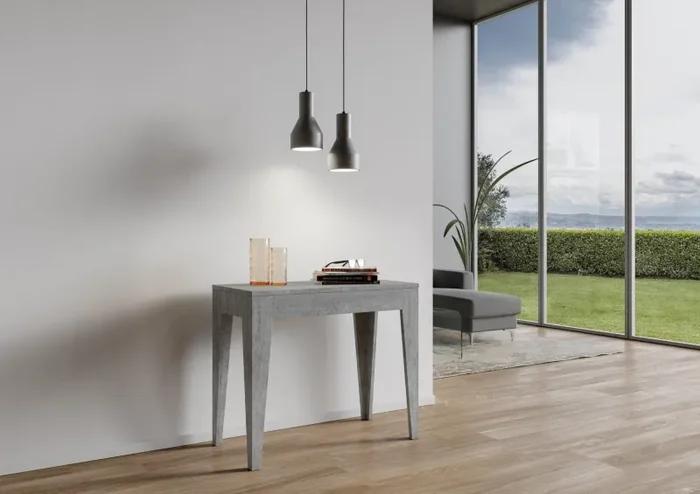 Consolle Allungabile 90-198x42x77 cm in Nobilitato Grigio - immagine 2