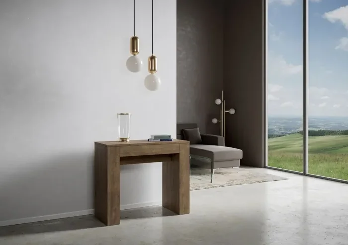 Consolle Allungabile 90-198x42x77 cm in Nobilitato Marrone - immagine 3