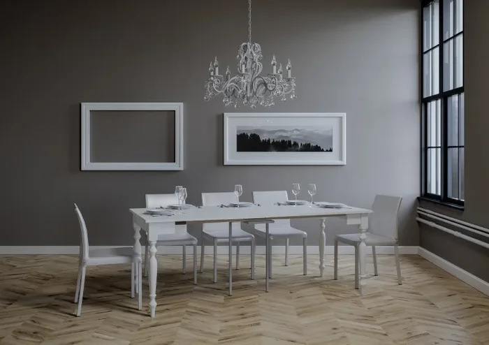 Consolle Allungabile 90-204x48x77 cm in Nobilitato Bianco - immagine 3