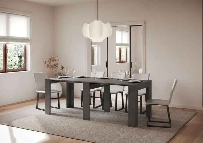 Consolle Allungabile 90×25/181 cm Pannelli in Nobilitato Slick Antracite Moda - immagine 2