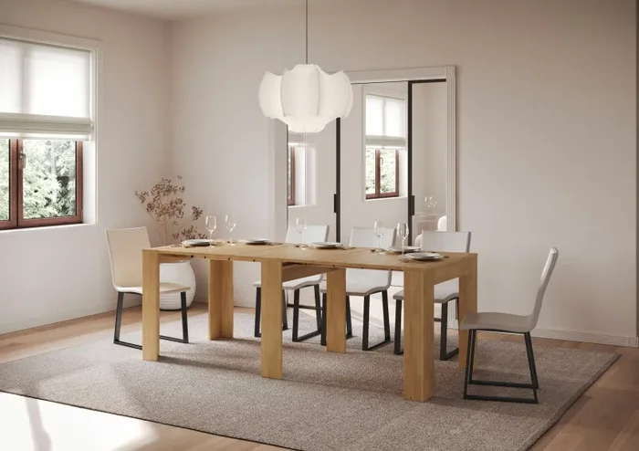 Consolle Allungabile 90×25/181 cm Pannelli in Nobilitato Slick Quercia Natura - immagine 2