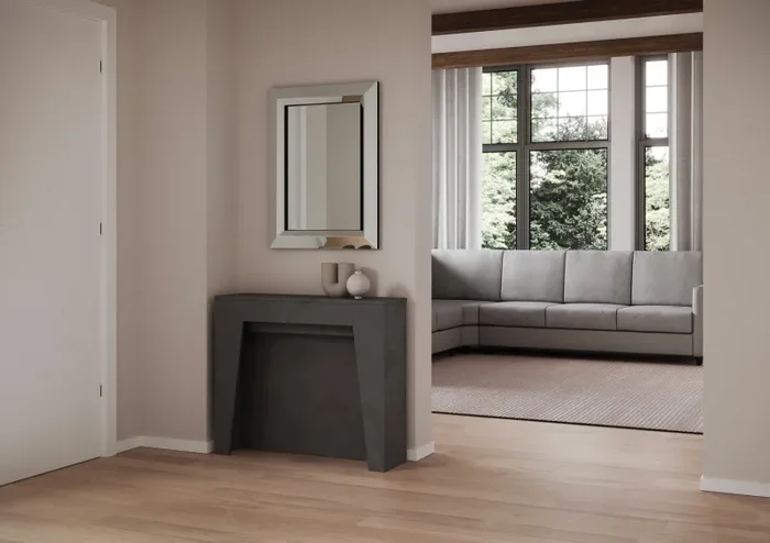 Consolle Allungabile 90×25/211 cm Pannelli in Nobilitato Anea Antracite - immagine 3