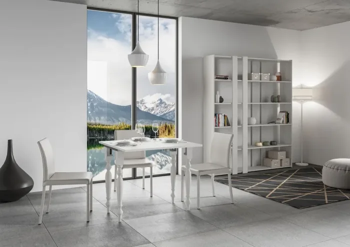 Consolle Allungabile 90×45-90×80 cm in Nobilitato Bianco - immagine 2