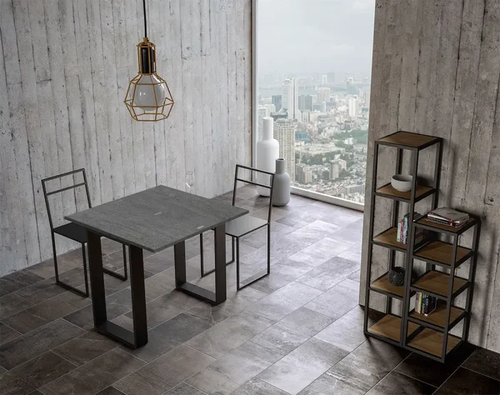 Consolle Allungabile 90×45-90×80 cm in Nobilitato Grigio - immagine 2