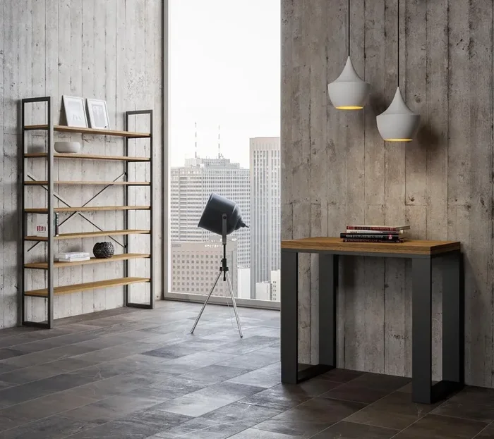 Consolle Allungabile 90×45-90×80 cm in Nobilitato Marrone In saldo - immagine 3