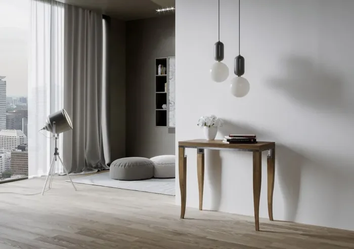 Consolle Allungabile 90×45-90×80 cm in Nobilitato Marrone - immagine 2