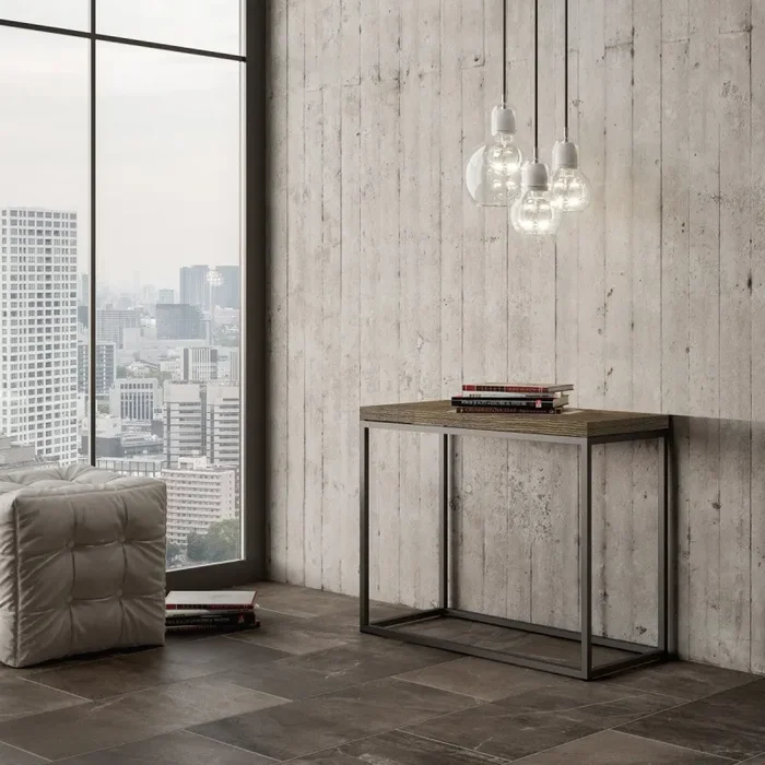 Consolle Allungabile 90×45-90×80 cm in Nobilitato Marrone - immagine 2