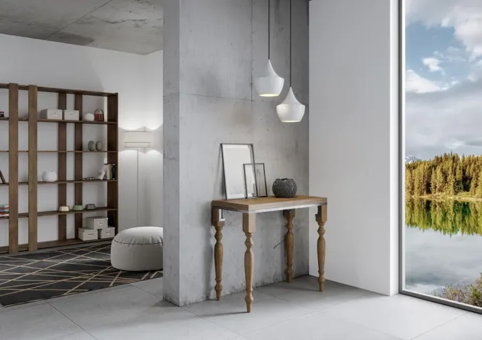 Consolle Allungabile 90×45-90×80 cm in Nobilitato Marrone Online - immagine 2