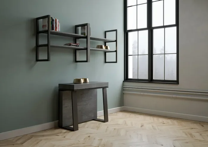 Consolle Allungabile 90-288x40x77 cm in Nobilitato Grigio - immagine 2