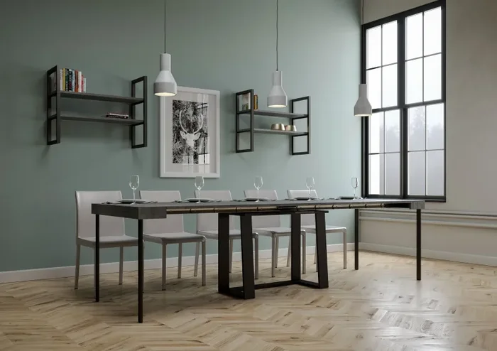 Consolle Allungabile 90-288x40x77 cm in Nobilitato Grigio - immagine 3