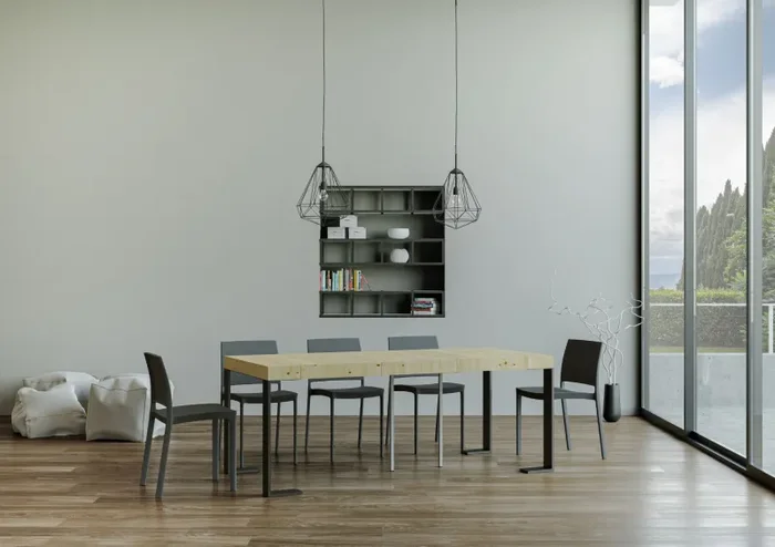 Consolle Allungabile 90-290x40x77 cm in Nobilitato Marrone - immagine 3