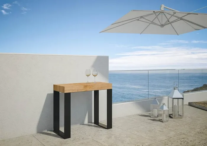 Consolle Allungabile 90-290x40x77 cm in Nobilitato Marrone - immagine 2