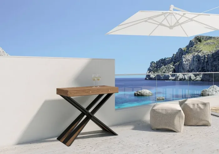 Consolle Allungabile 90-290x40x77 cm in Nobilitato Marrone - immagine 2