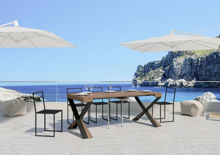 Consolle Allungabile 90-290x40x77 cm in Nobilitato Marrone - immagine 3