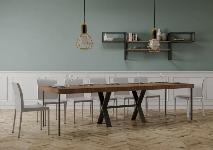 Consolle Allungabile 90-290x40x77 cm in Nobilitato Marrone - immagine 3