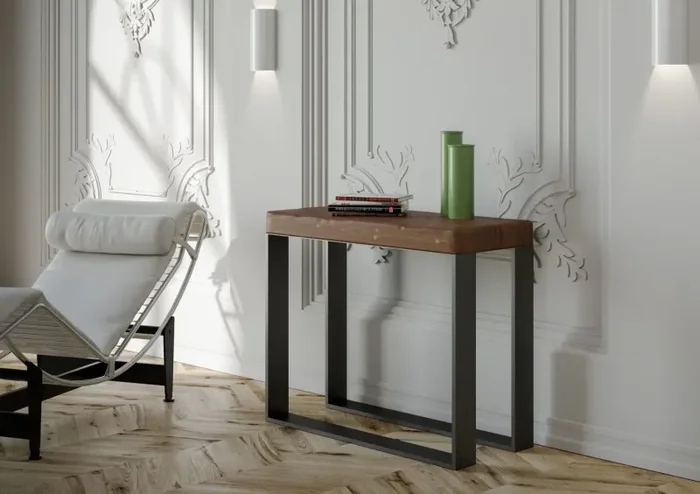 Consolle Allungabile 90-290x40x77 cm in Nobilitato Marrone - immagine 2