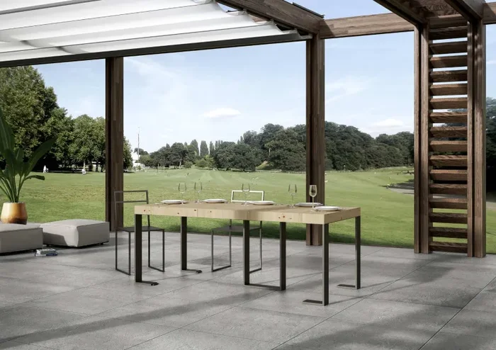 Consolle Allungabile 90-290x40x77 cm in Nobilitato Marrone - immagine 3