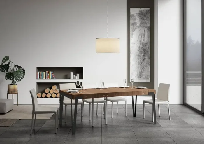 Consolle Allungabile 90-290x40x77 cm in Nobilitato Marrone - immagine 2