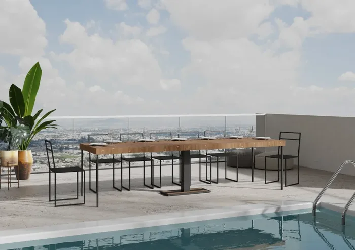 Consolle Allungabile 90-290x40x77 cm in Nobilitato Marrone - immagine 2