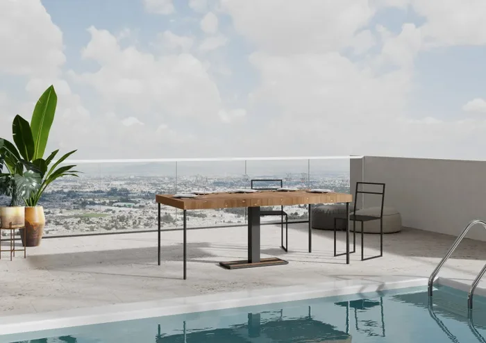 Consolle Allungabile 90-290x40x77 cm in Nobilitato Marrone - immagine 3