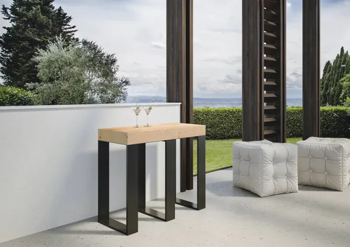 Consolle Allungabile 90-290x40x77 cm in Nobilitato Marrone - immagine 2