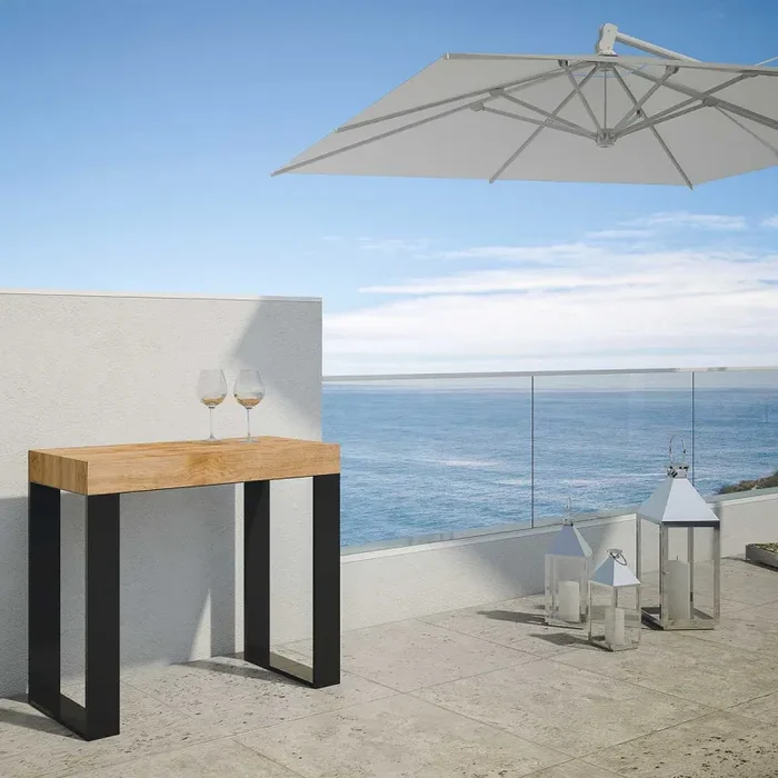 Consolle Allungabile 90-290x40x77 cm in Nobilitato Marrone - immagine 2