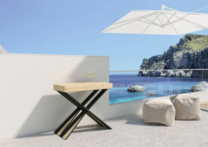 Consolle Allungabile 90-290x40x77 cm in Nobilitato Marrone Online - immagine 2