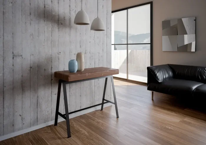 Consolle Allungabile 90-290x40x77 cm in Nobilitato Marrone - immagine 2