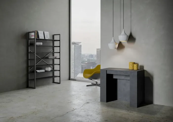 Consolle Allungabile 90-296x48x77 cm in Nobilitato Grigio - immagine 2