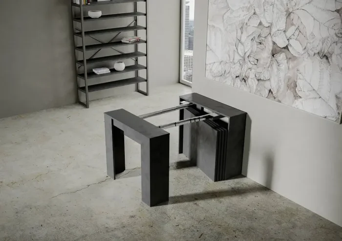 Consolle Allungabile 90-296x48x77 cm in Nobilitato Grigio - immagine 3