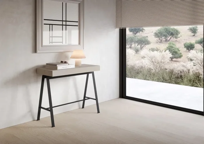 Consolle Allungabile 90-300x40x77 cm Banco Cashmere Telaio Antracite Vendita calda online - immagine 2