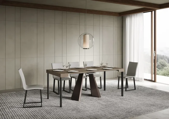 Consolle Allungabile 90-300x40x77 cm Diamante Tortora Telaio Orso - immagine 3