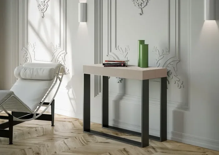 Consolle Allungabile 90-300x40x77 cm Elettra Premium Cashmere Telaio Antracite Sconti - immagine 3