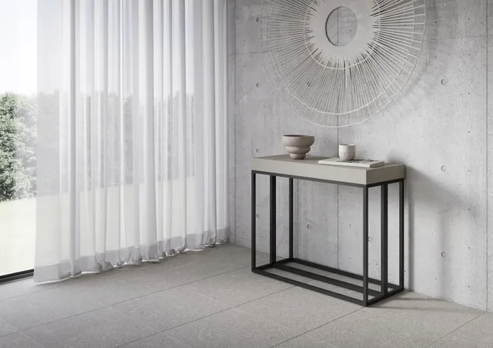 Consolle Allungabile 90-300x40x77 cm Epoca Cashmere Telaio Antracite - immagine 2