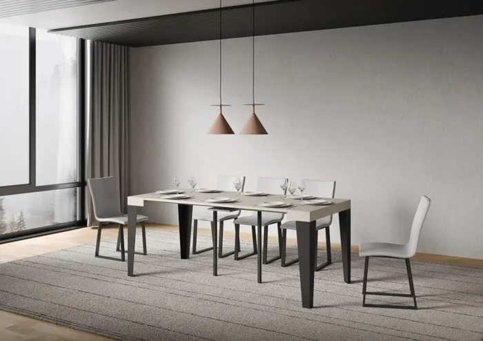 Consolle Allungabile 90-300x40x77 cm Flame Cashmere Telaio Antracite Vendita calda online - immagine 3