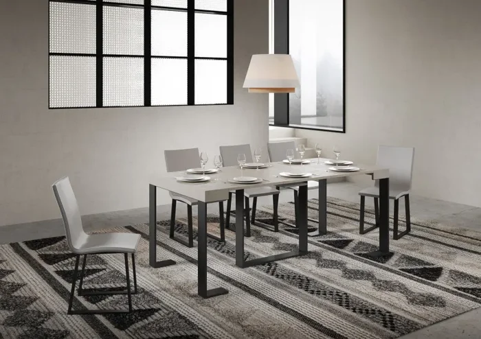 Consolle Allungabile 90-300x40x77 cm Futura Cashmere Telaio Antracite - immagine 3