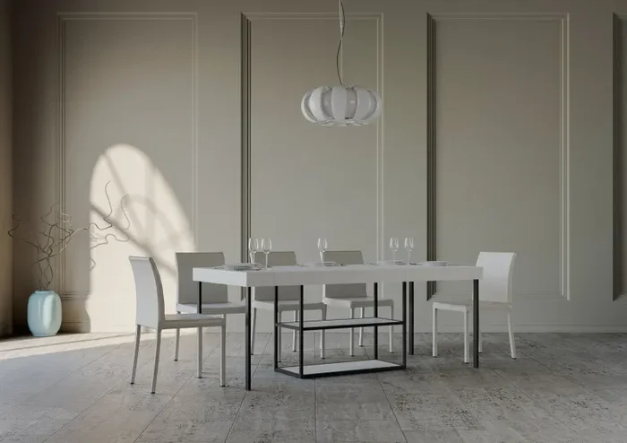 Consolle Allungabile 90-300x40x77 cm in Nobilitato Bianco - immagine 3