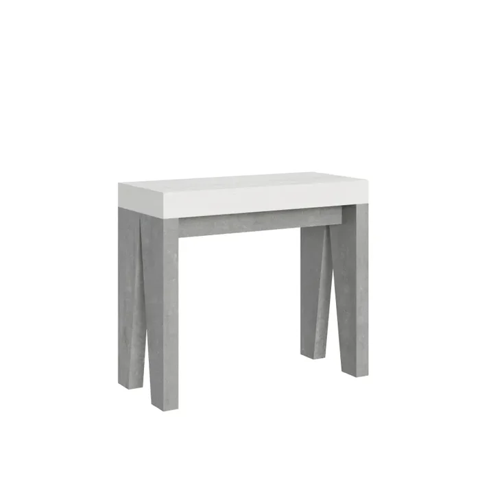 Consolle Allungabile 90-300x40x77 cm in Nobilitato Bianco e Grigio