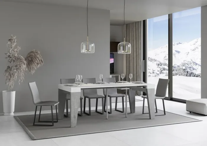 Consolle Allungabile 90-300x40x77 cm in Nobilitato Bianco e Grigio - immagine 3