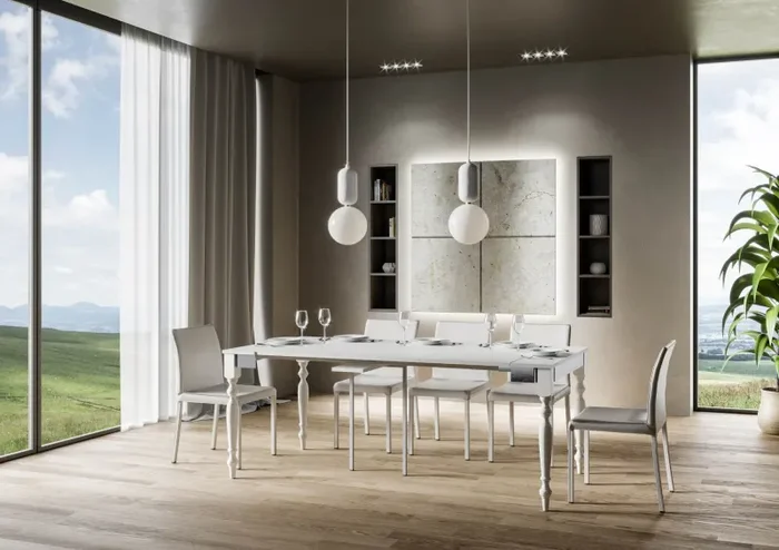 Consolle Allungabile 90-300x40x77 cm in Nobilitato Bianco - immagine 2