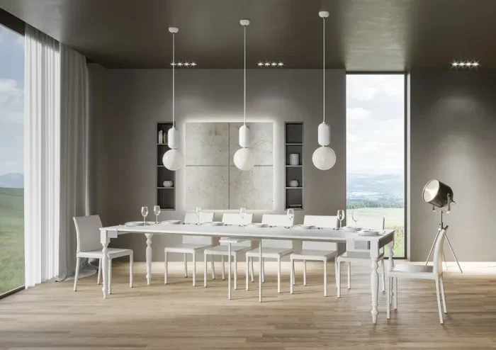 Consolle Allungabile 90-300x40x77 cm in Nobilitato Bianco - immagine 3