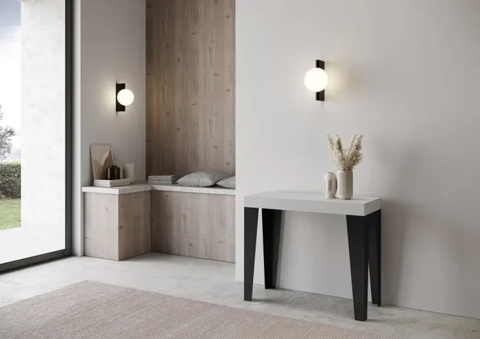 Consolle Allungabile 90-300x40x77 cm in Nobilitato Bianco - immagine 2