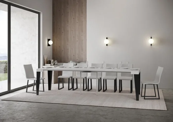 Consolle Allungabile 90-300x40x77 cm in Nobilitato Bianco - immagine 3