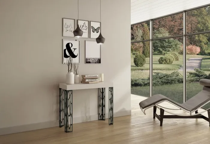 Consolle Allungabile 90-300x40x77 cm in Nobilitato Bianco Saldi - immagine 2