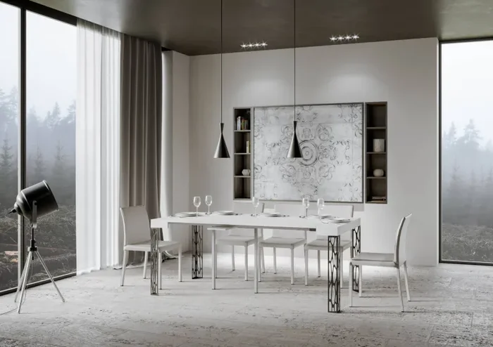 Consolle Allungabile 90-300x40x77 cm in Nobilitato Bianco Saldi - immagine 3